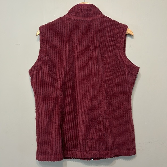 WOOLRICH Vintage Dark Ruby Cotton Corduroy Full Zip Vest - Picture 2 of 6